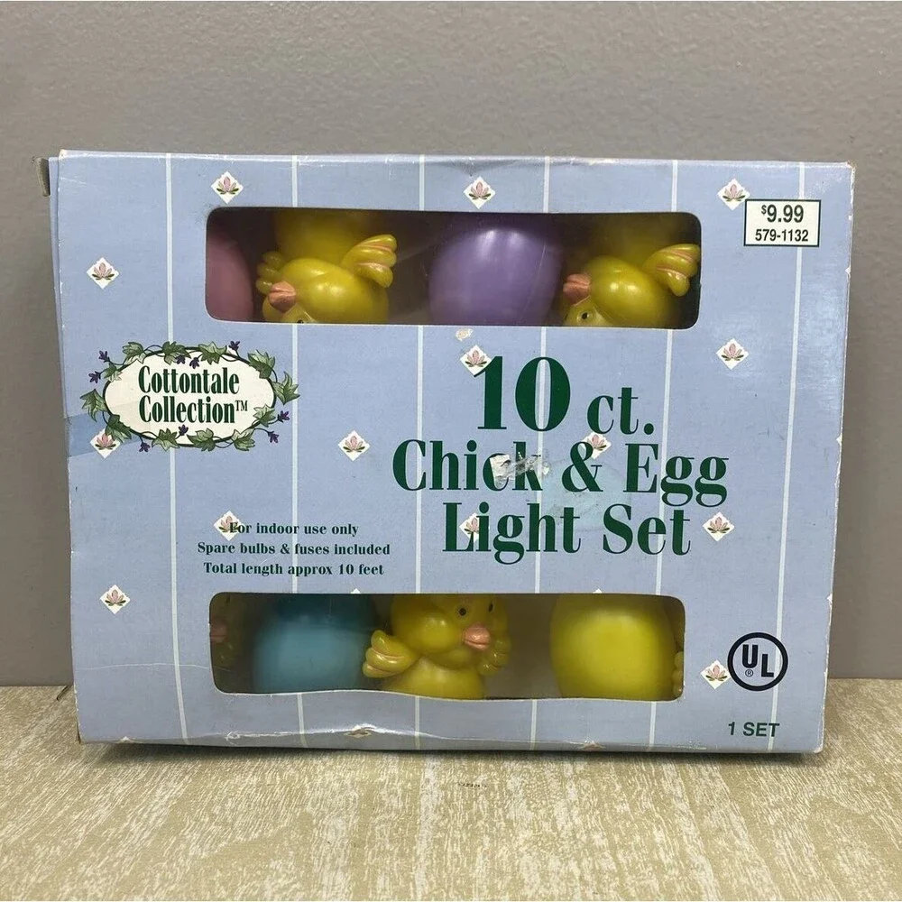 Vintage Easter Chick & Egg Blow Mold String Christmas Tree Light Decorations